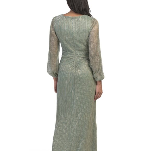 ADRIANNA PAPELL Long Sleeve Twist Front Gown - Picture 5 of 7